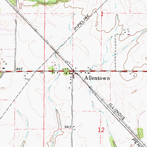 Topographic Map of Allentown, IL