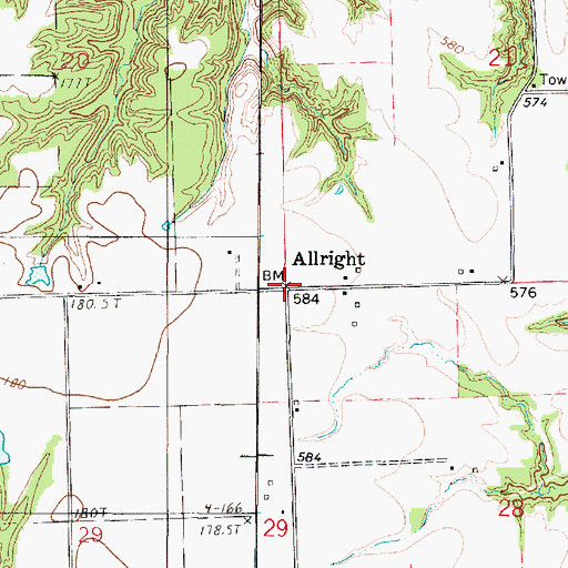 Topographic Map of Allright, IL