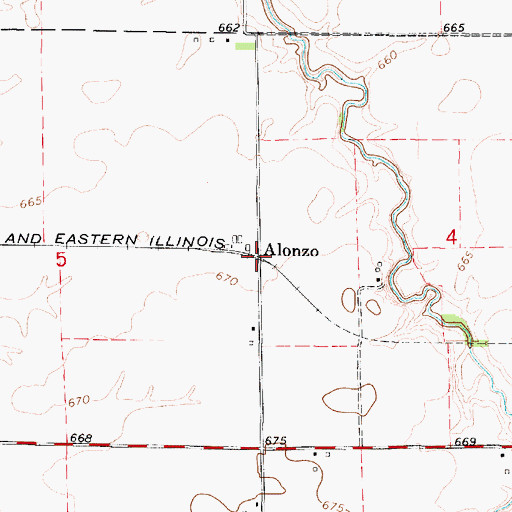Topographic Map of Alonzo, IL