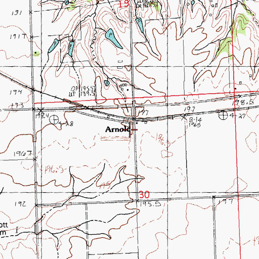 Topographic Map of Arnold, IL