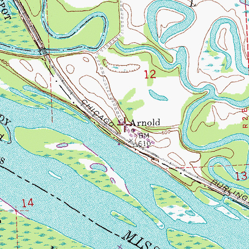 Topographic Map of Arnold, IL