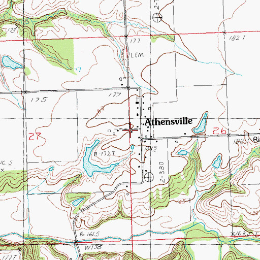 Topographic Map of Athensville, IL