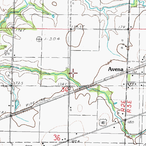 Topographic Map of Avena, IL