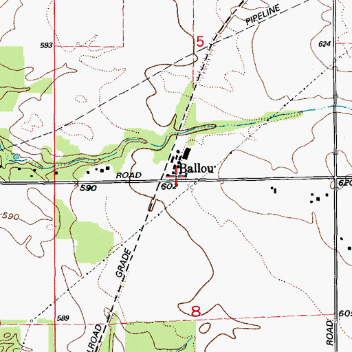 Topographic Map of Ballou, IL