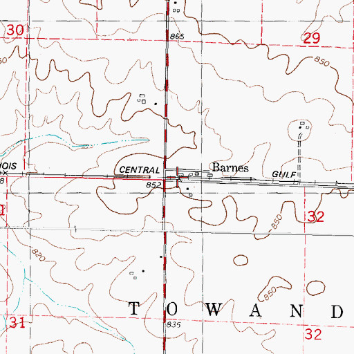 Topographic Map of Barnes, IL