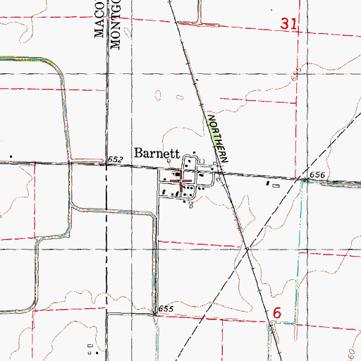 Topographic Map of Barnett, IL