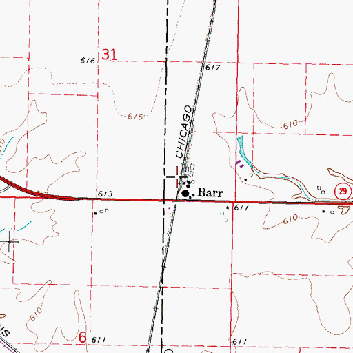 Topographic Map of Barr, IL