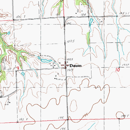 Topographic Map of Daum, IL