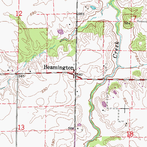 Topographic Map of Beamington, IL