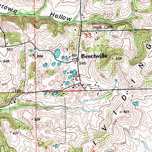 Topographic Map of Beechville, IL