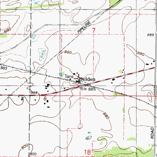 Topographic Map of Belden, IL