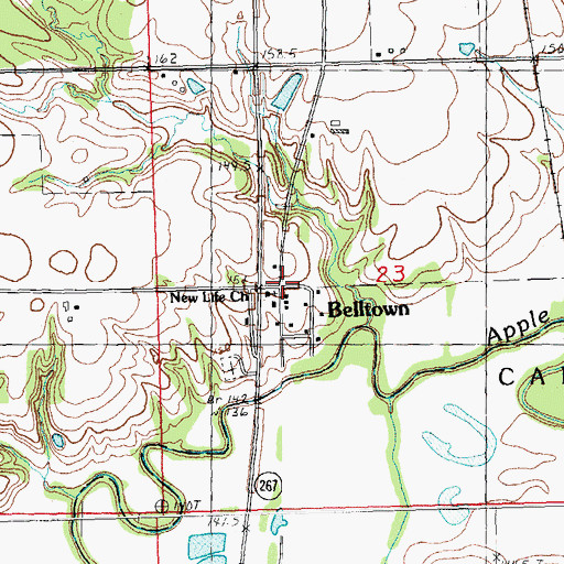 Topographic Map of Belltown, IL