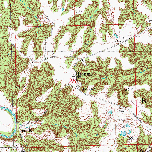 Topographic Map of Benville, IL