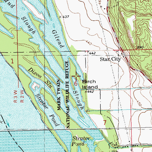 Topographic Map of Birch Island, IL