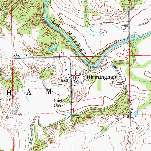 Topographic Map of Birmingham, IL