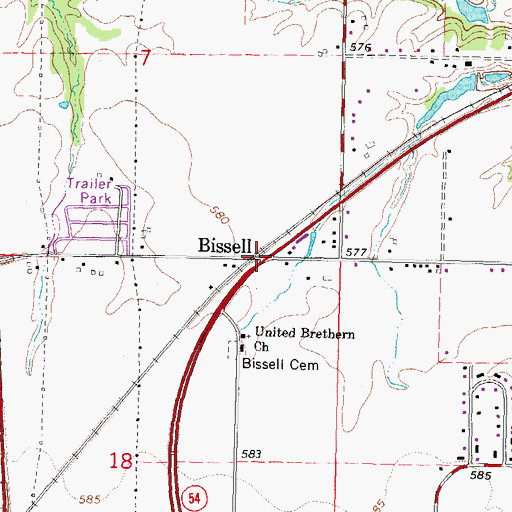 Topographic Map of Bissell, IL