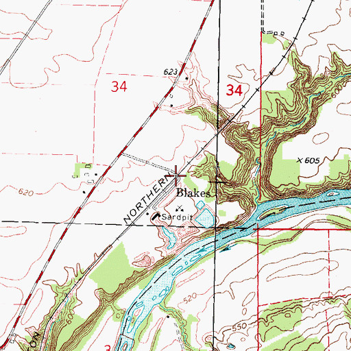 Topographic Map of Blakes, IL