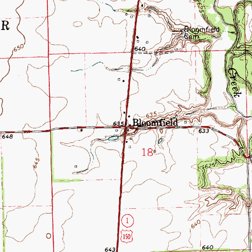 Topographic Map of Bloomfield, IL
