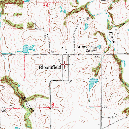 Topographic Map of Bloomfield, IL