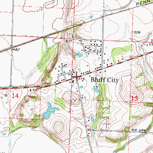 Topographic Map of Bluff City, IL