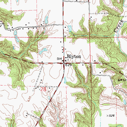 Topographic Map of Blyton, IL