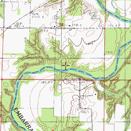 Topographic Map of Boyd Ford, IL