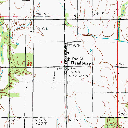 Topographic Map of Bradbury, IL