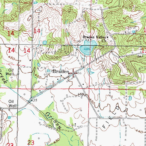 Topographic Map of Braden, IL