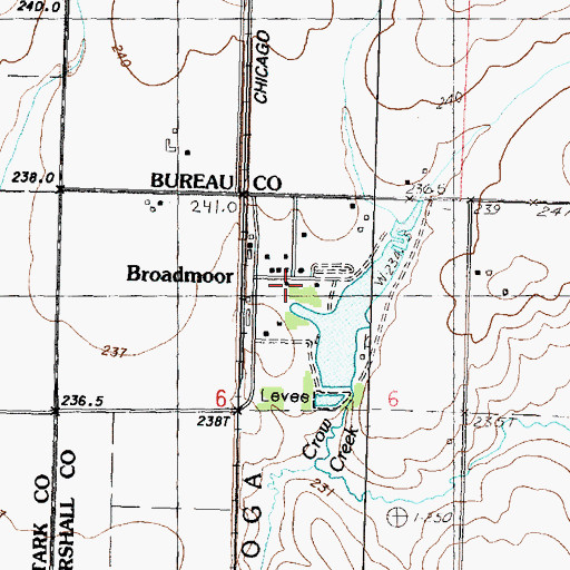 Topographic Map of Broadmoor, IL