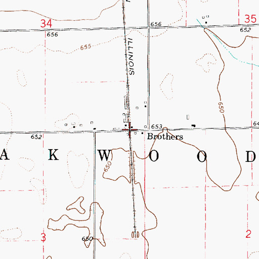 Topographic Map of Brothers, IL