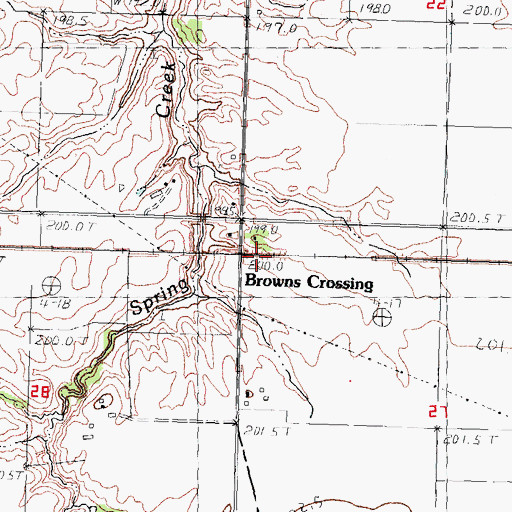 Topographic Map of Browns Crossing, IL