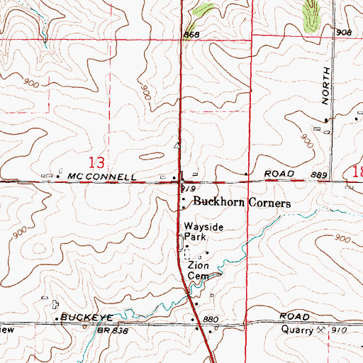 Topographic Map of Buckhorn Corners, IL