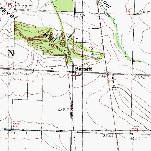 Topographic Map of Burnett, IL