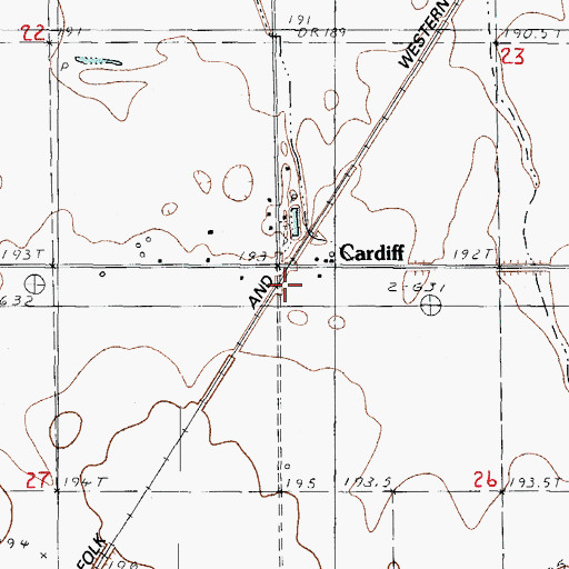 Topographic Map of Cardiff, IL