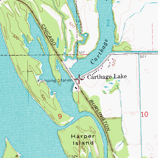 Topographic Map of Carthage Lake, IL