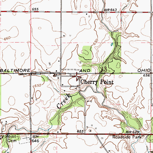 Topographic Map of Cherry Point, IL