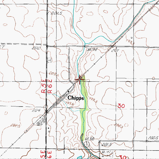 Topographic Map of Chipps, IL