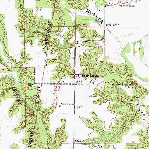 Topographic Map of Choctaw, IL