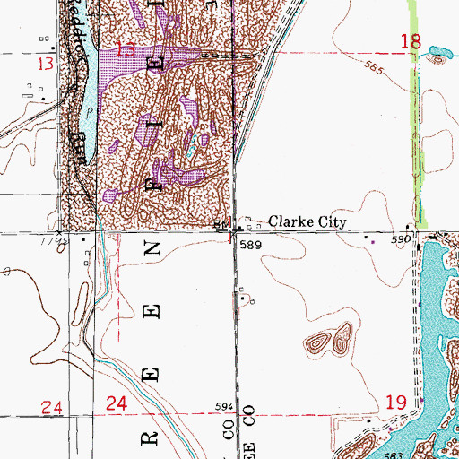 Topographic Map of Clarke City, IL