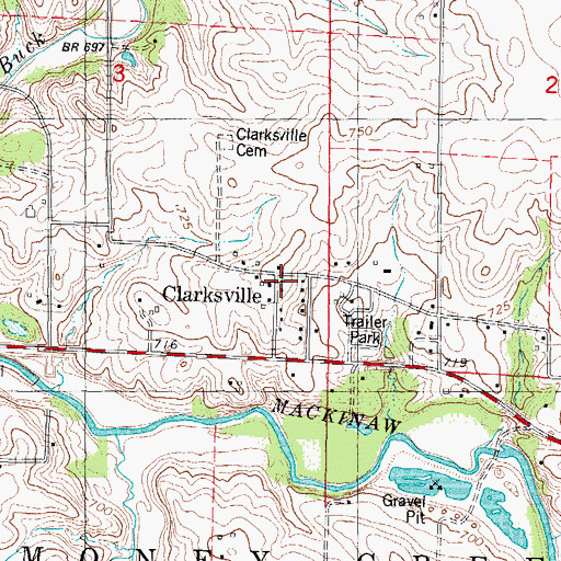 Topographic Map of Clarksville, IL