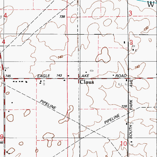 Topographic Map of Claus, IL