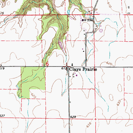 Topographic Map of Clays Prairie, IL
