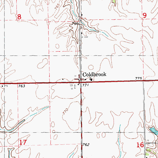 Topographic Map of Coldbrook, IL