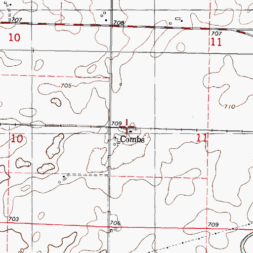 Topographic Map of Combs, IL