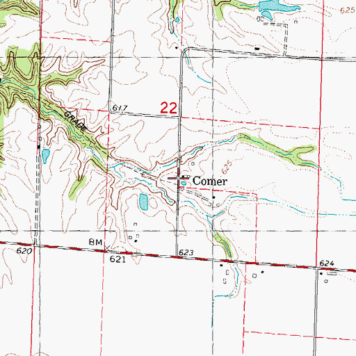 Topographic Map of Comer, IL