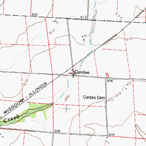 Topographic Map of Cordes, IL