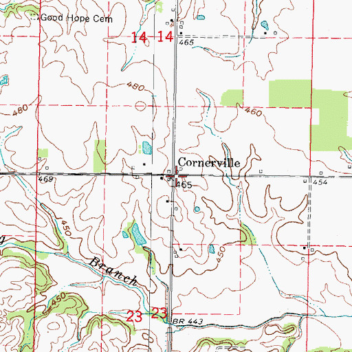Topographic Map of Cornerville, IL