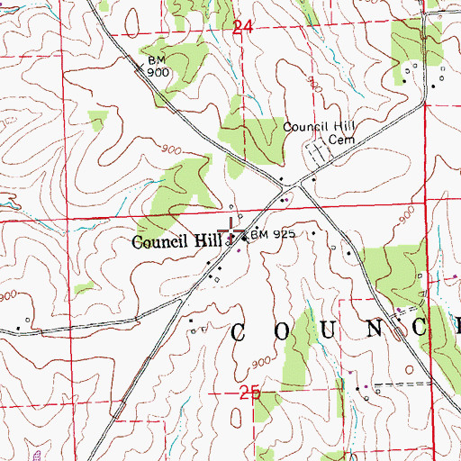 Topographic Map of Council Hill, IL
