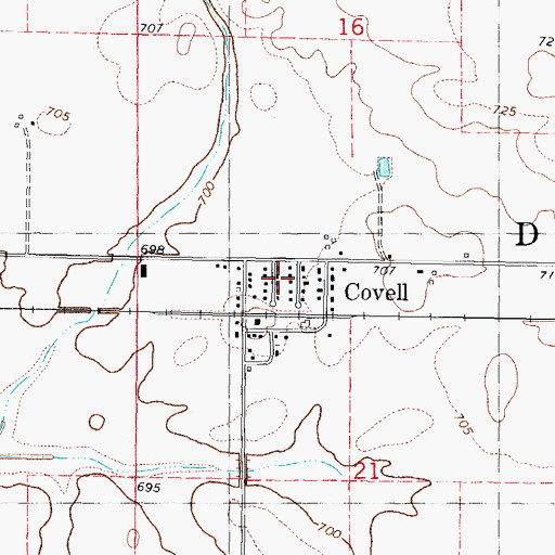 Topographic Map of Covell, IL