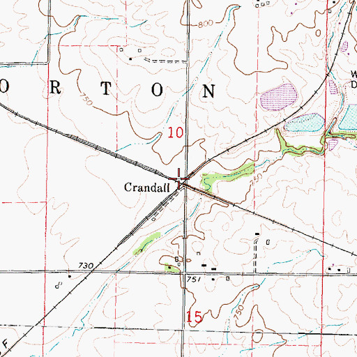 Topographic Map of Crandall, IL
